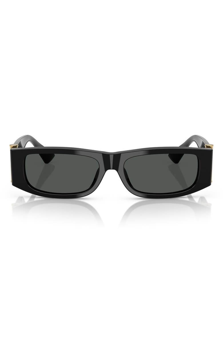 Versace 55mm Rectangular Sunglasses, Main, color, Dark Grey