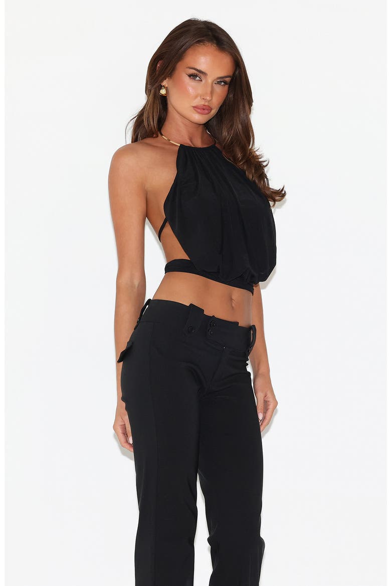 Evanna Cutout Halter Crop Top, Alternate, color, BLACK