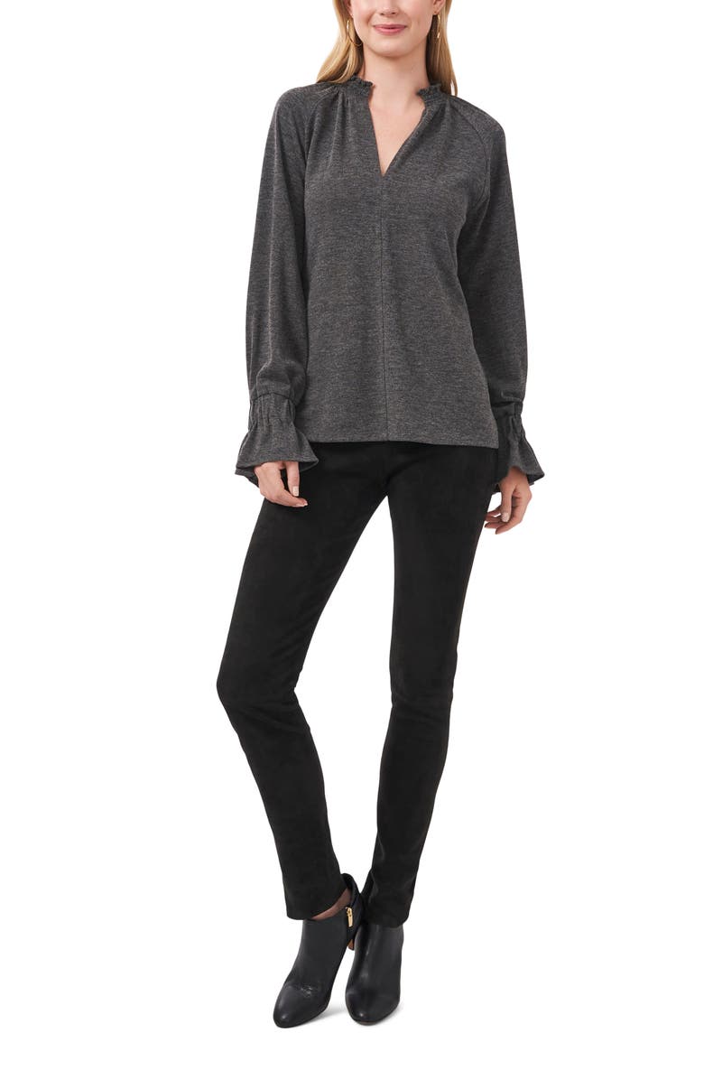 Vince Camuto Split Neck Balloon Sleeve Knit Top, Alternate, color, 