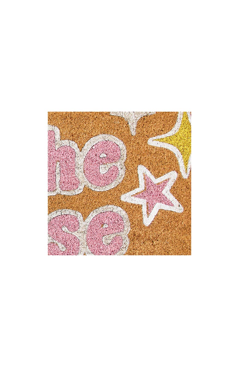 mDesign Trust the Universe Scalloped Coir Rectangular Doormat, Pink, Alternate, color, Pink