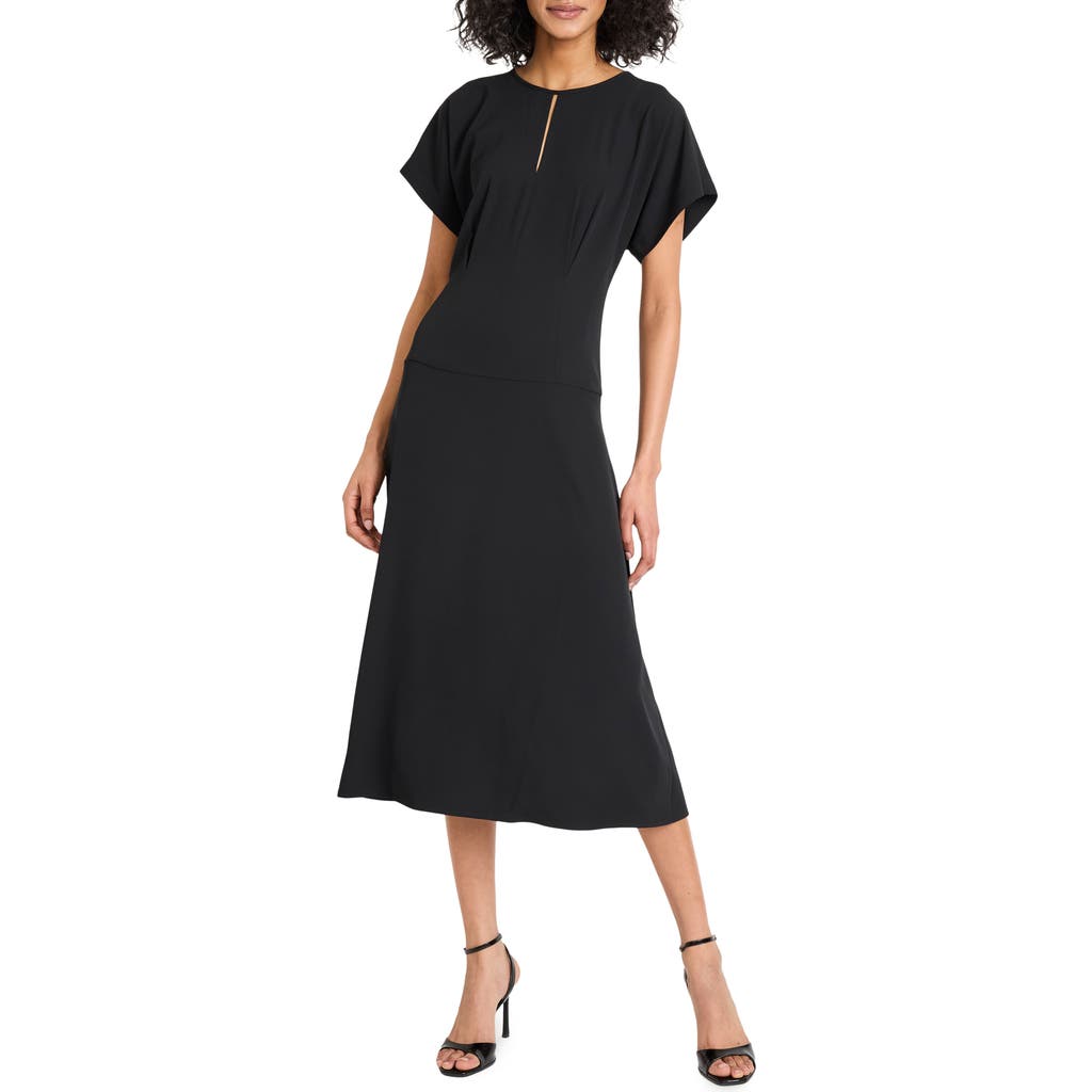 Luxely Fit & Flare Midi Dress In Black