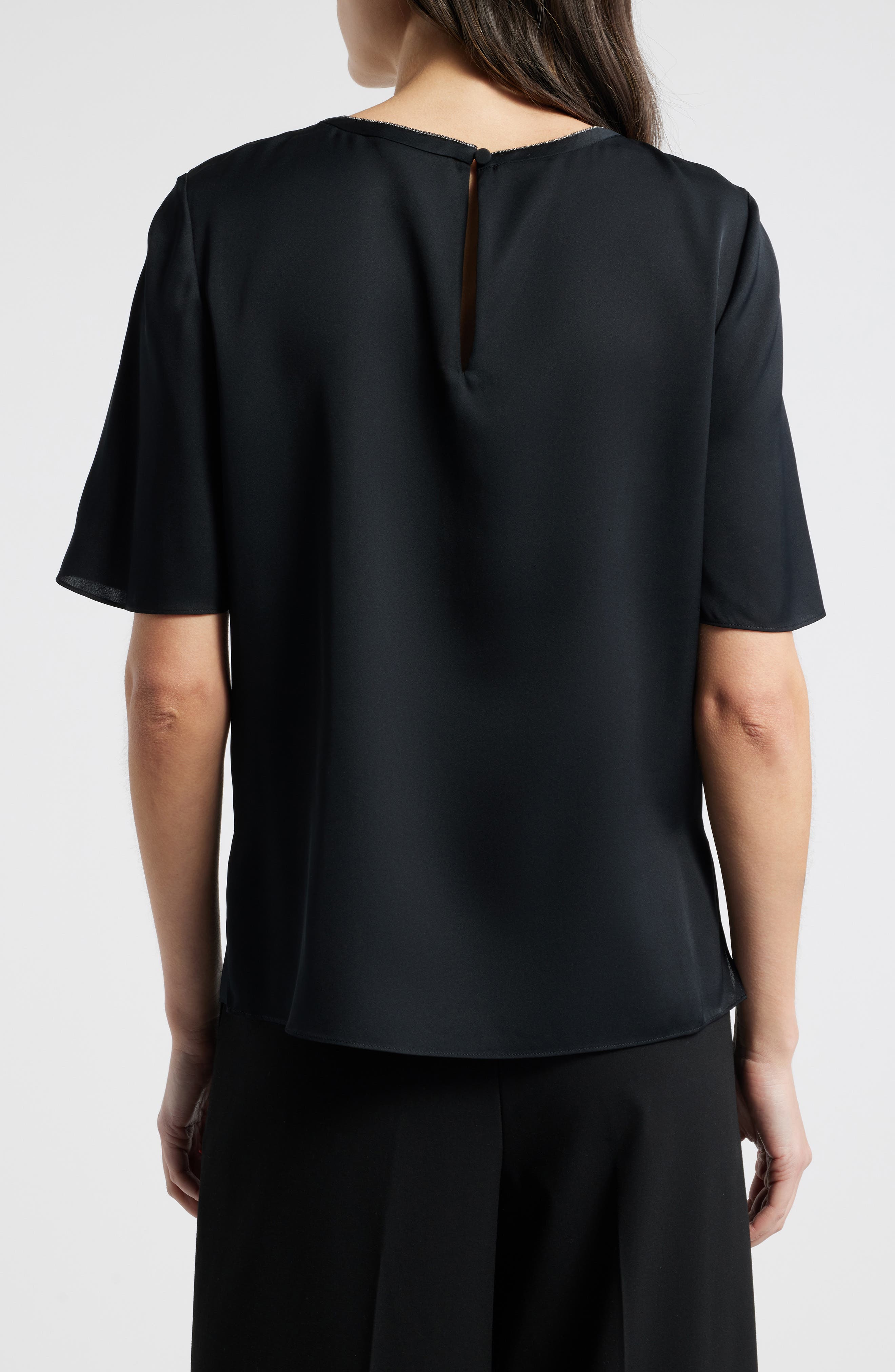 Sylvie Embellished Stretch Silk Top - image 2