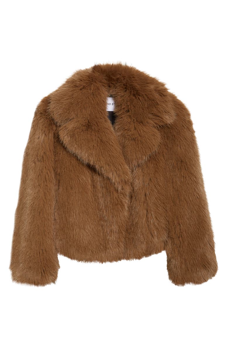 Stand Studio Samara Faux Fur Jacket, Main, color, Sand