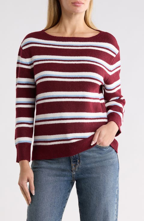 Striped Bateau Neck Sweater
