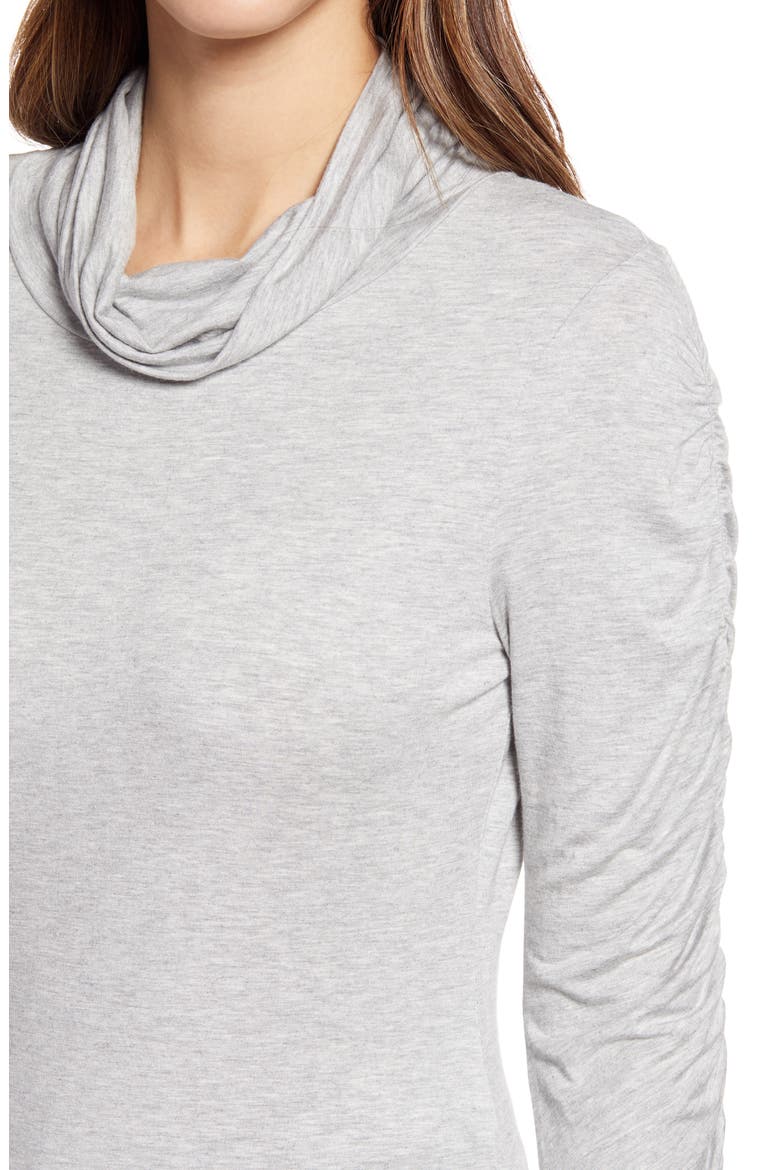Draped Turtleneck Top, Alternate, color, GREY HEATHER