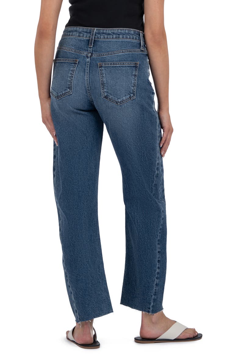 Ashley Raw Hem High Waist Ankle Slouchy Barrel Jeans, Alternate, color, MODERATE W/DK