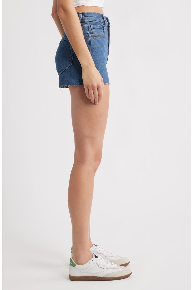 High Waist Cutoff Denim Shorts, Alternate, color, DARK WASH