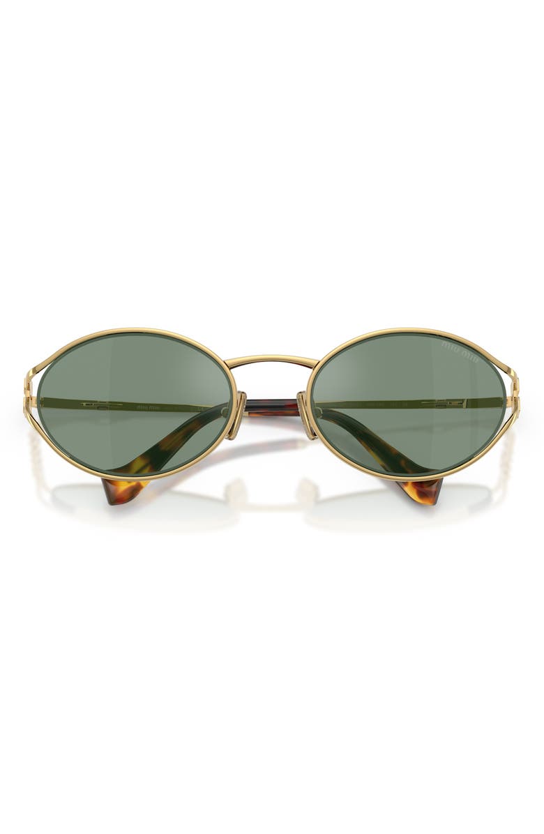 Miu Miu 54mm Oval Sunglasses, Alternate, color, Gold / Green Mirror / Silver