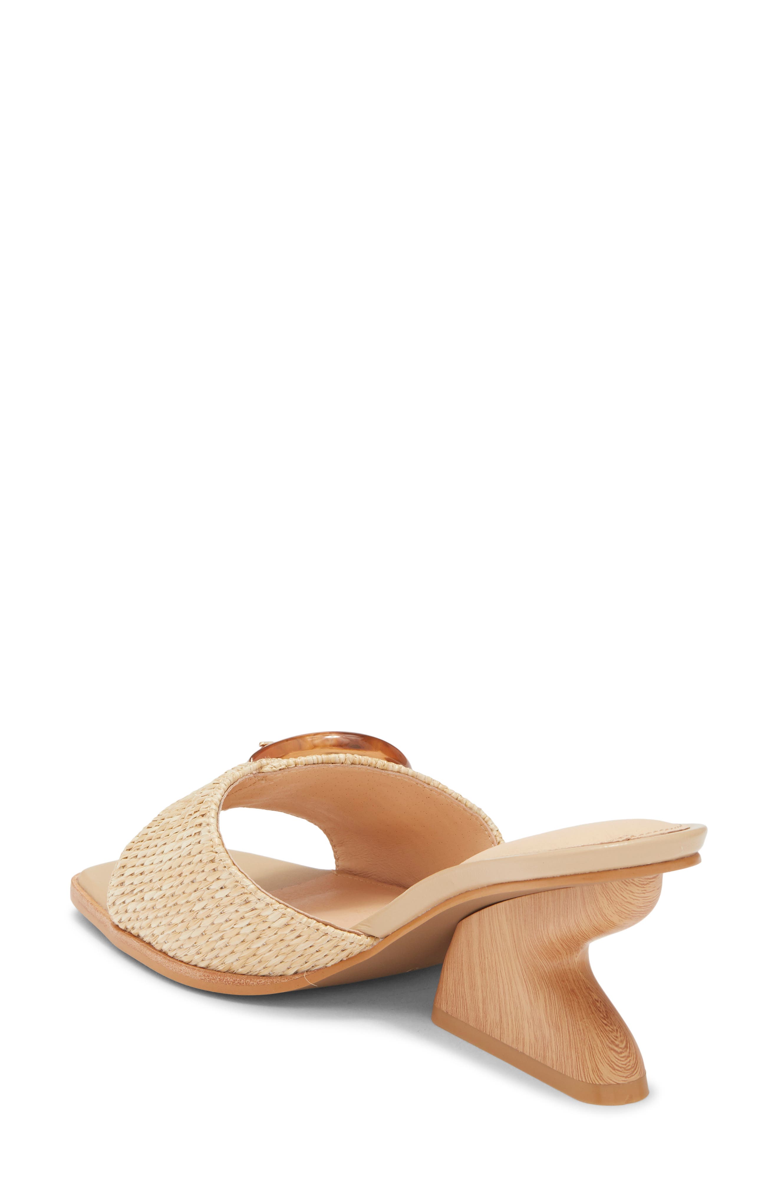 Cecelia New York Checker Buckle Raffia Wedge Slide Sandal, Alternate, color, Tea