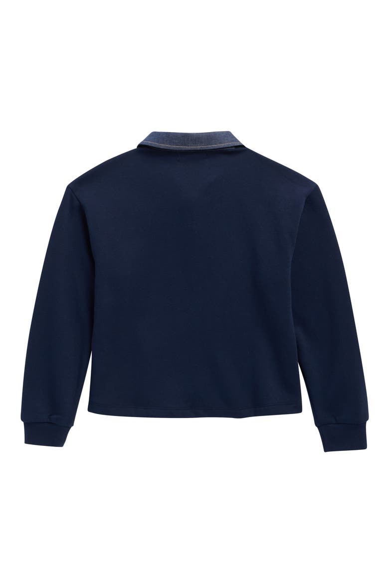 Kids' Denim Half Placket Collar Sweatshirt, Alternate, color, NAVY
