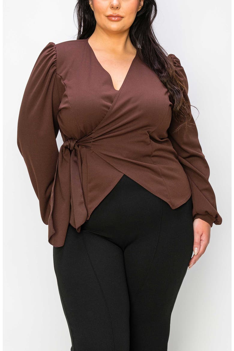 Yelena Wrap Top, Alternate, color, LIGHT BROWN