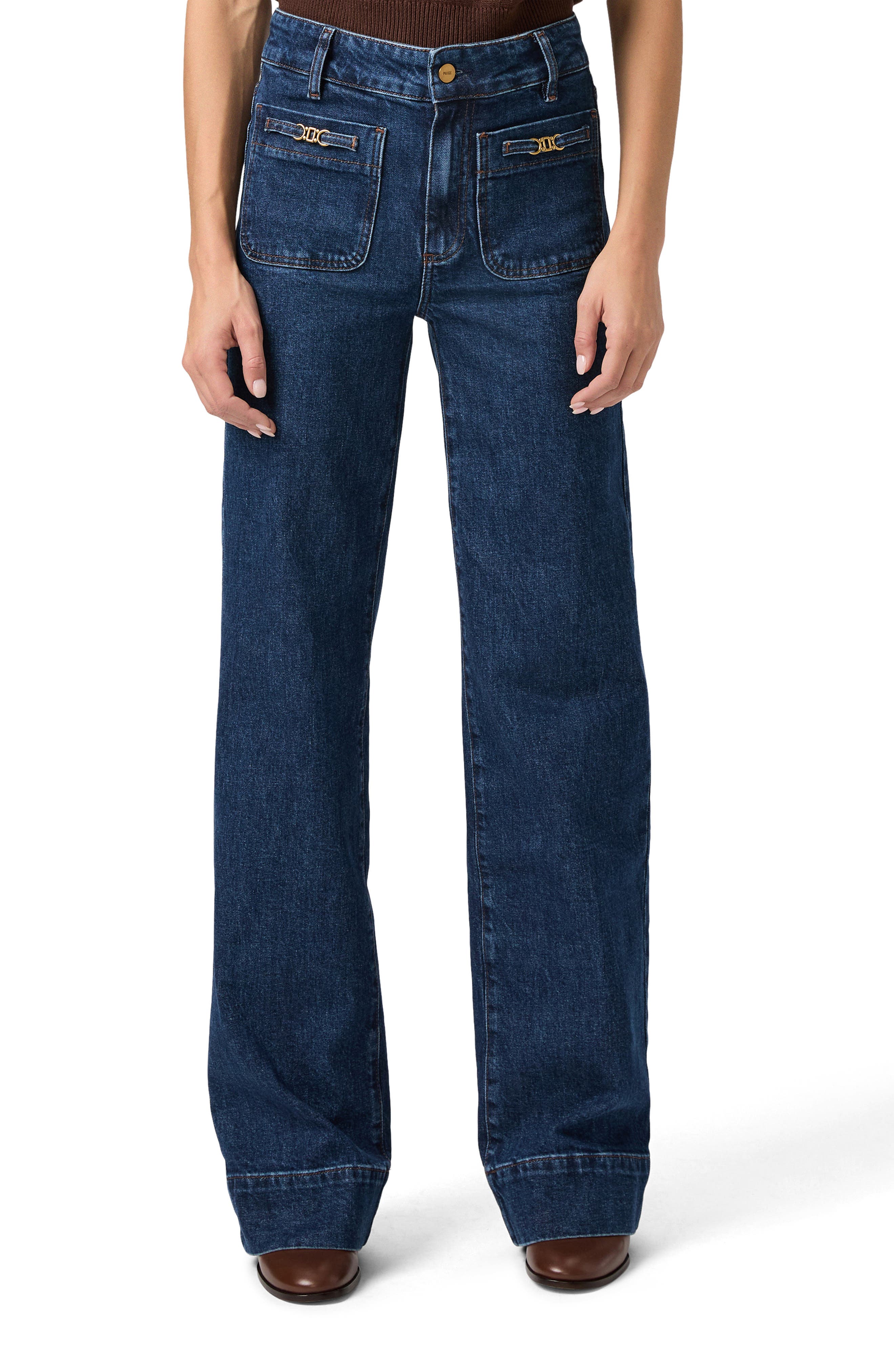 PAIGE Sasha Patch Pocket High Waist Wide Leg Jeans