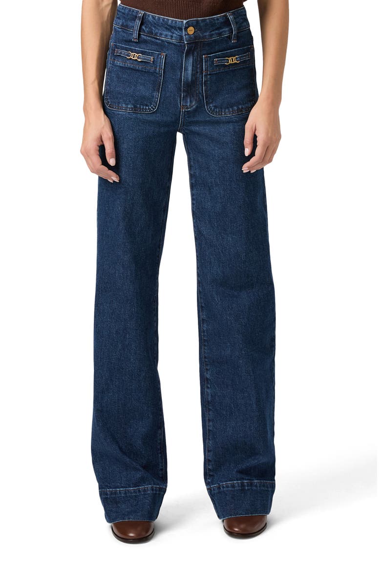 Sasha Patch Pocket High Waist Wide Leg Jeans, Main, color, ENFIELD