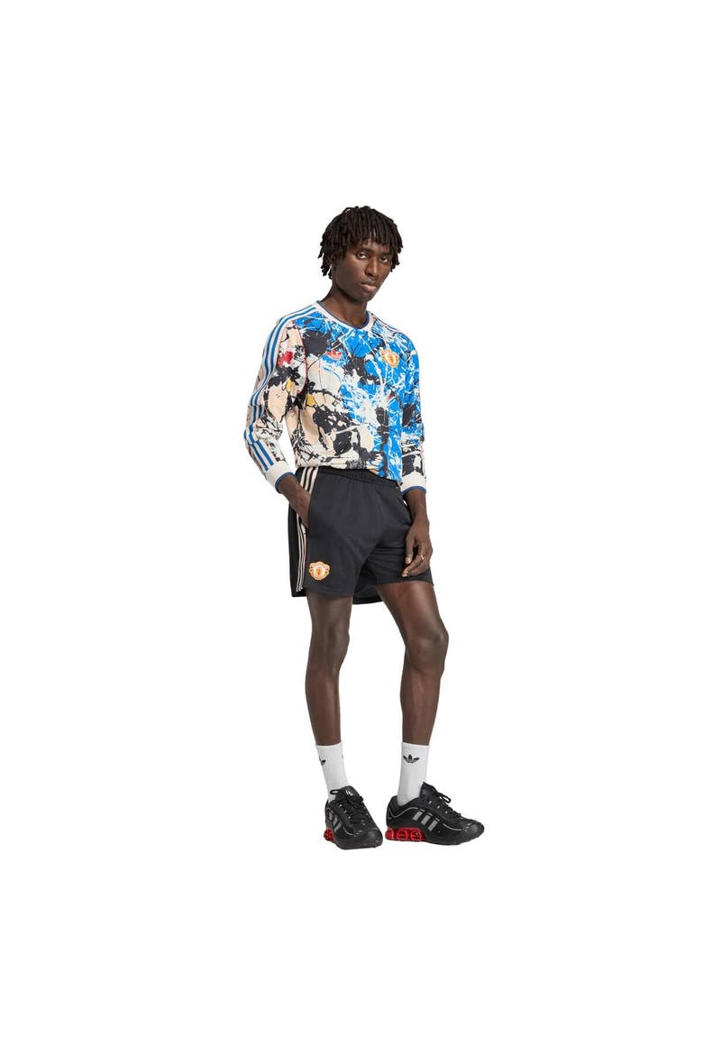Men's adidas Blue Manchester United X Stone Roses Long Sleeve Replica Jersey, Alternate, color, Blue