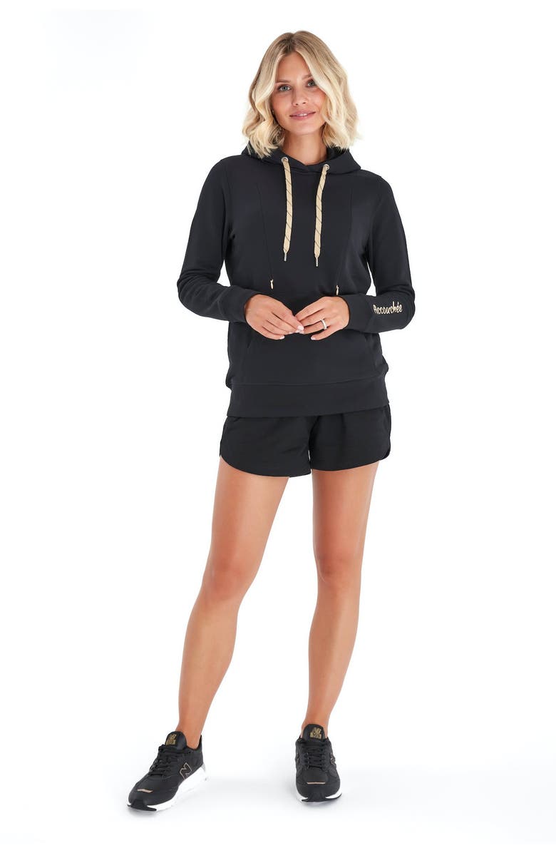 Accouchée Iconic Maternity/Nursing Hoodie, Alternate, color, Black