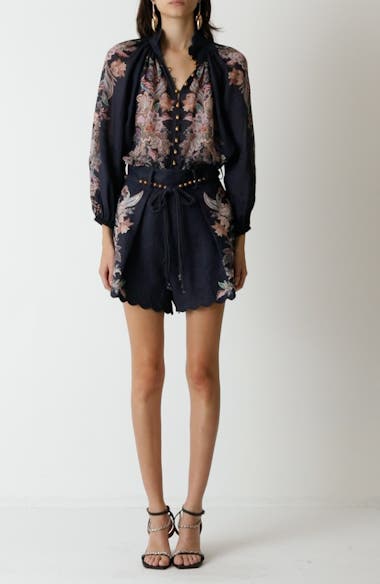 Zimmermann Ascension Silk Habutai Relaxed Drawstring Shorts