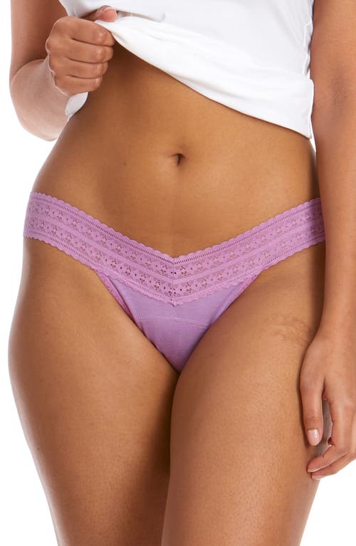 Hanky Panky Low Rise Lace Trim Thong In Pink