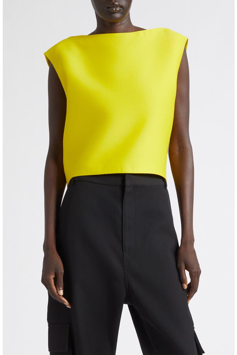 Crop Wool & Silk Drape Back Top, Main, color, 7200 LEMON