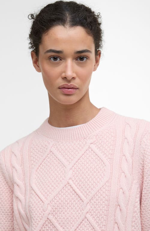 Barbour Burne Cable Wool Blend Sweater In Pink