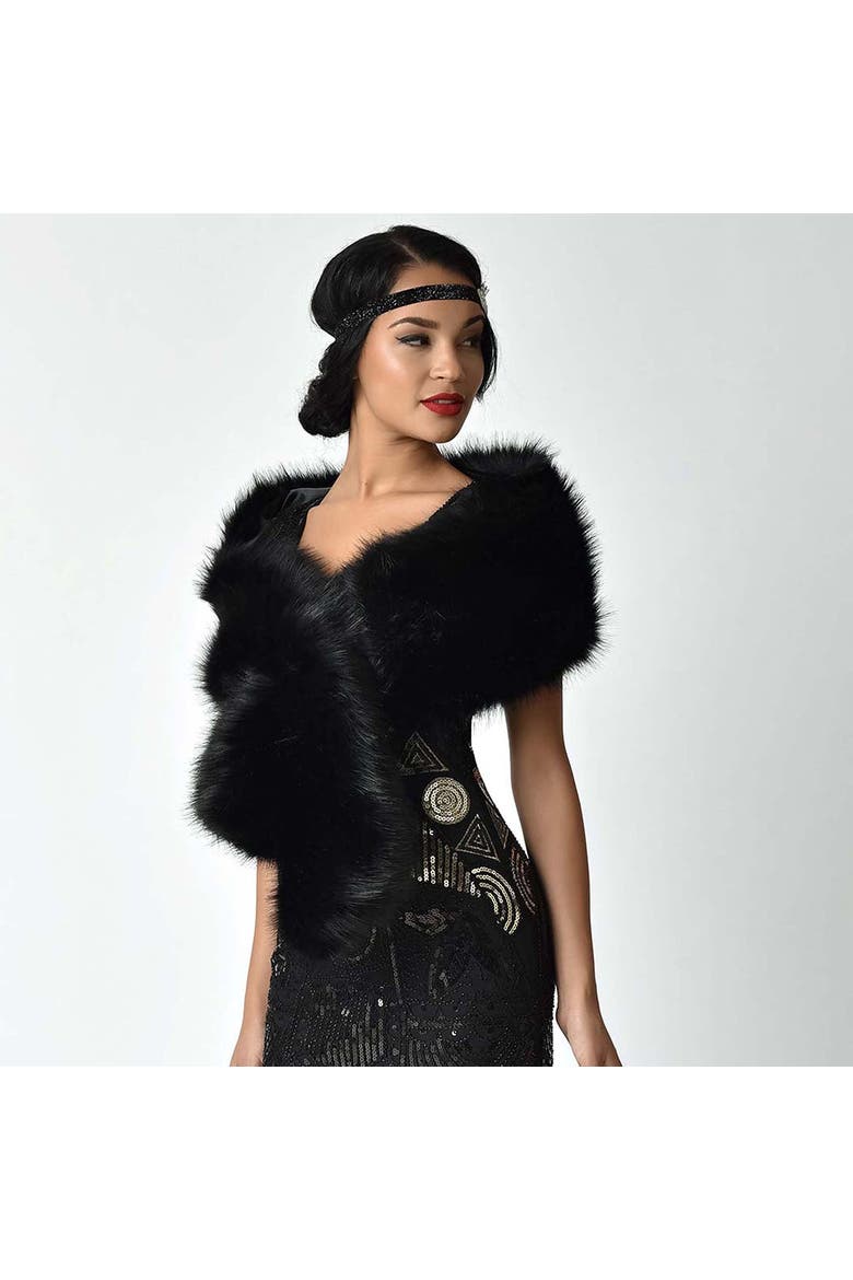 Faux Fur Stole, Main, color, Black Fur