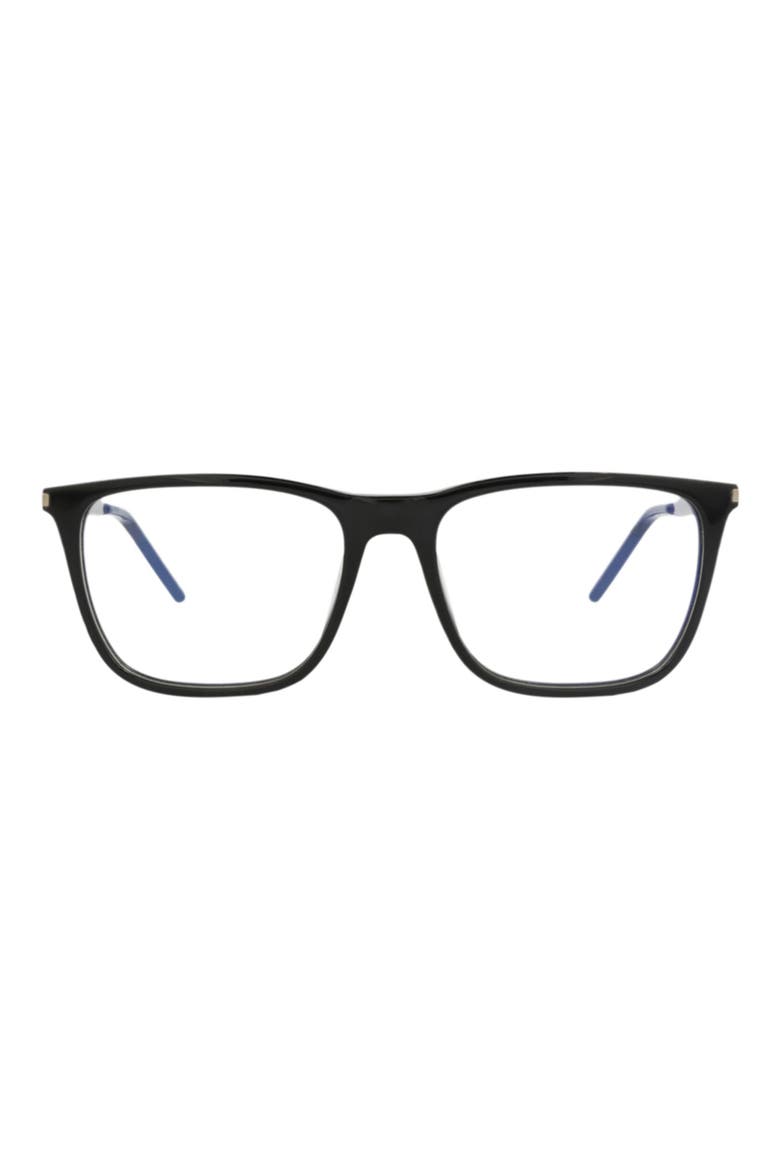 55mm Square Optical Frames, Main, color, BLACK SILVER TRANSPARENT
