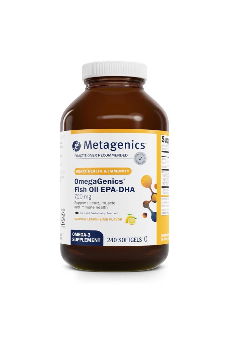 OmegaGenics High Potency Fish Oil EPA-DHA Omega-3 Supplement 240 Softgels, Main, color, None