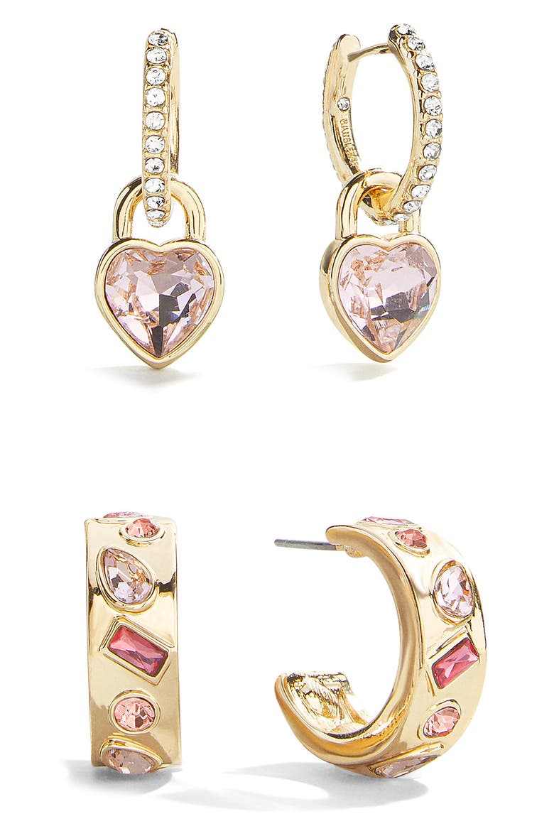 Julia Set of 2 Hoop Earrings, Main, color, PINK