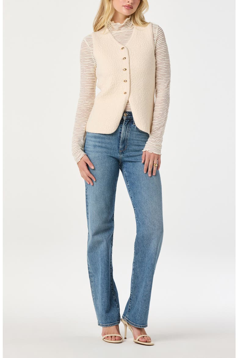 Textured Longline V-Neck Vest, Alternate, color, OFF WHITE