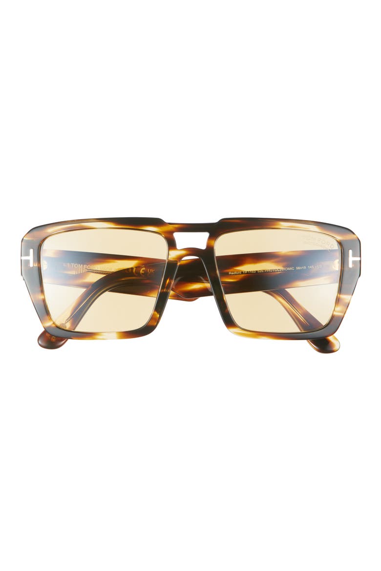 Redford 56mm Navigator Sunglasses, Main, color, SHINY HONEY / AMBER