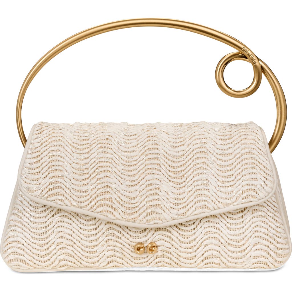 Cult Gaia Emily Woven Rattan Top Handle Bag In Antique White