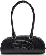 DIESEL® 1DR Dome-Elongated Snakeskin Embossed Leather Shoulder Bag