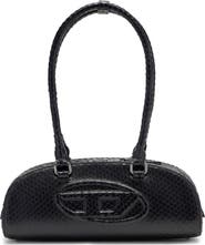 DIESEL® 1DR Dome-Elongated Snakeskin Embossed Leather Shoulder Bag