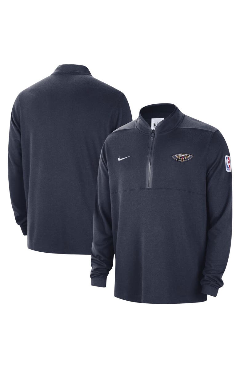 Nike Men's Nike Navy New Orleans Pelicans Authentic Performance Half-Zip Jacket, Main, color, Navy