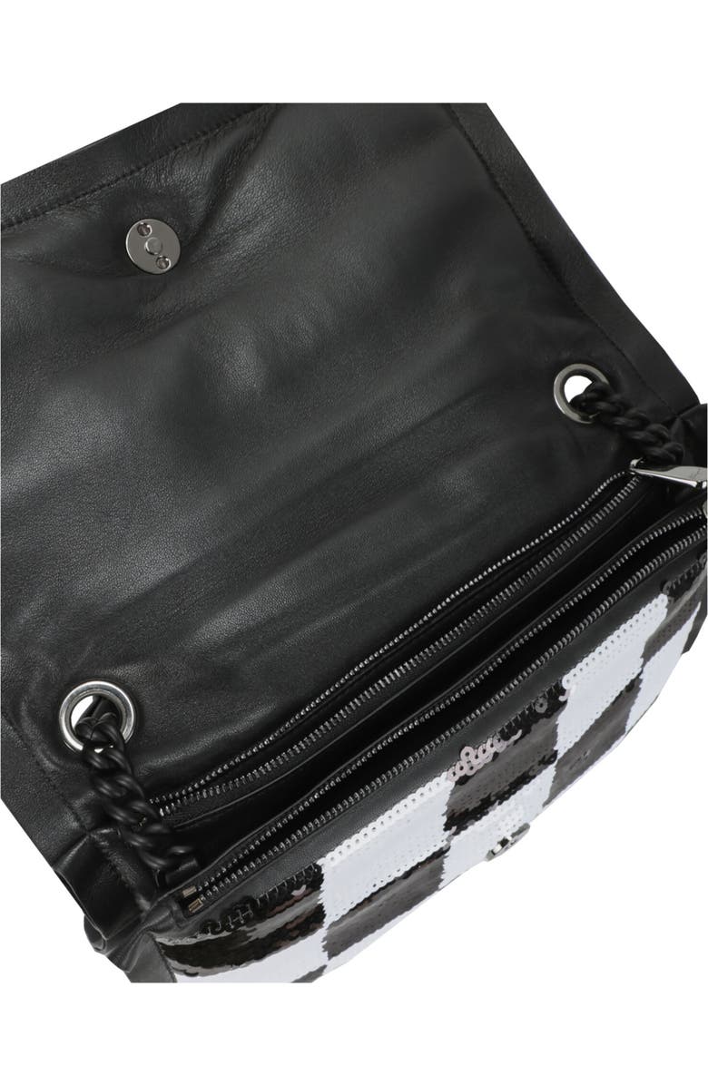 FERRAGAMO Checkered Sequin Shoulder Bag, Alternate, color, Black