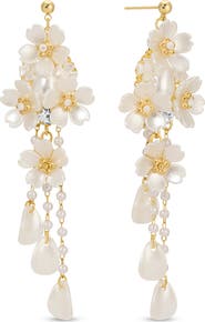 EYE CANDY LOS ANGELES Dina Pearlescent Bead Flower Drop Earrings