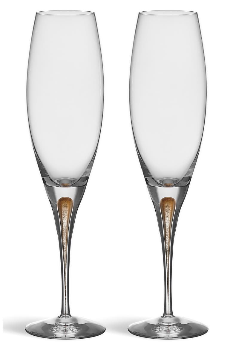 Intermezzo Gold Set of 2 Champagne Glasses, Main, color, GOLD