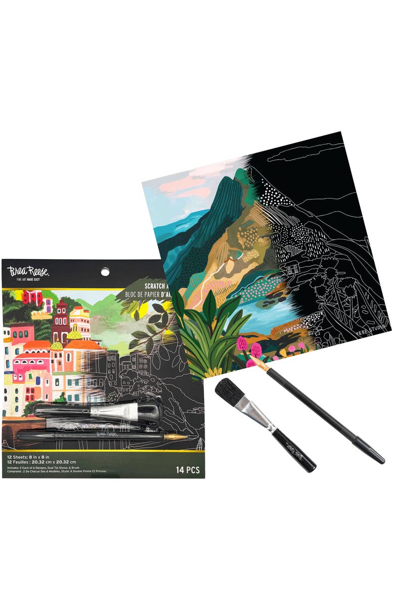 Brea Reese Scratch Art Paper Pad 6 Designs, Alternate, color, Multicolored