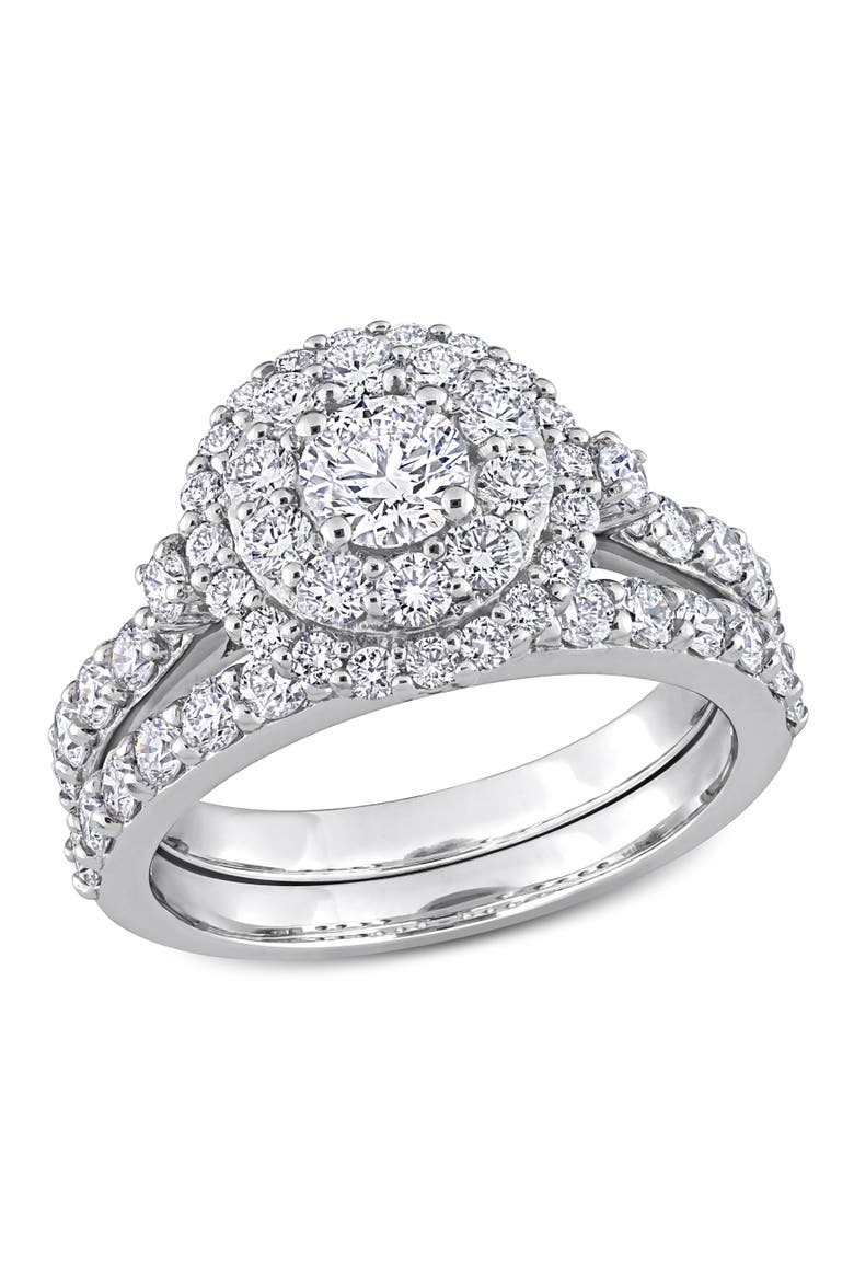 1-3/4 CTW Lab-Grown Diamond Halo Bridal Ring Set, Main, color, White Gold