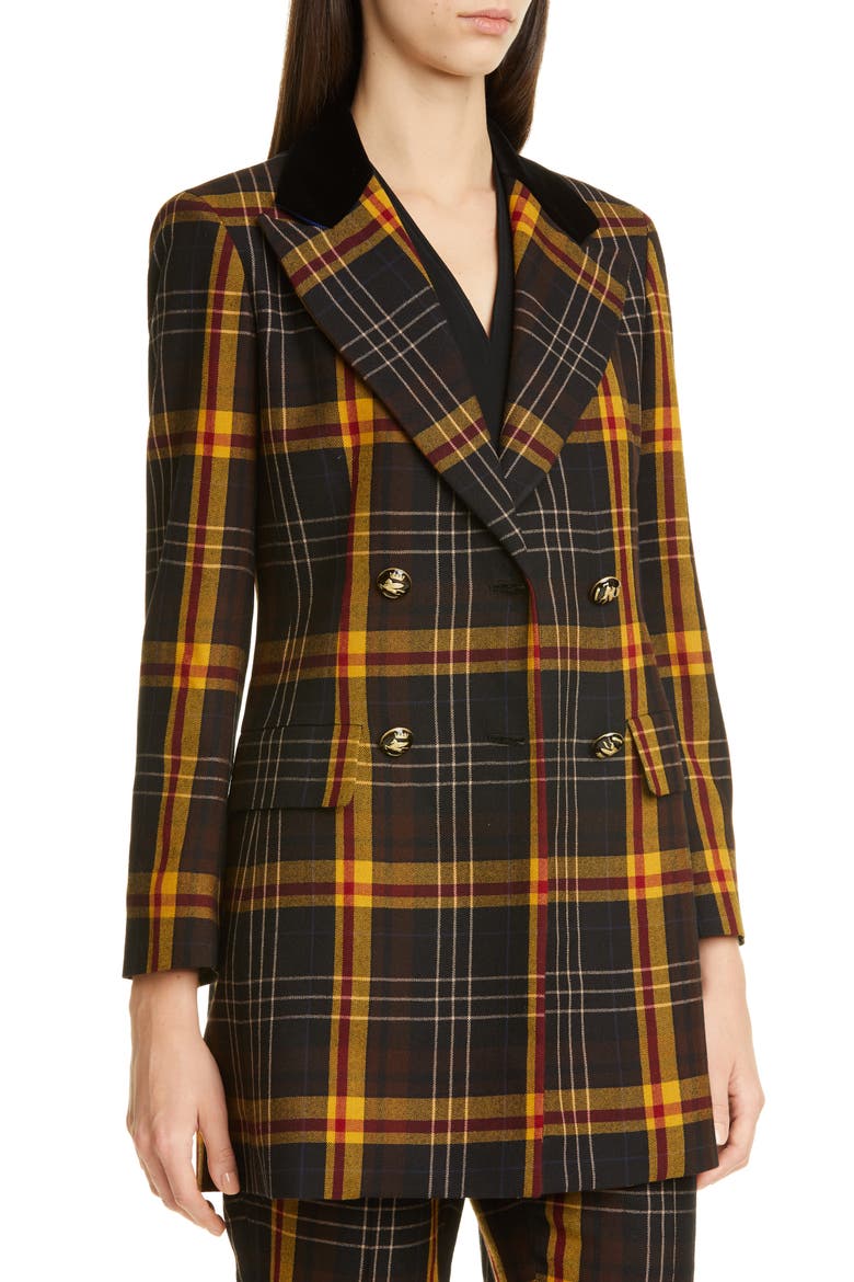 Tartan Wool Blazer, Alternate, color, BLACK