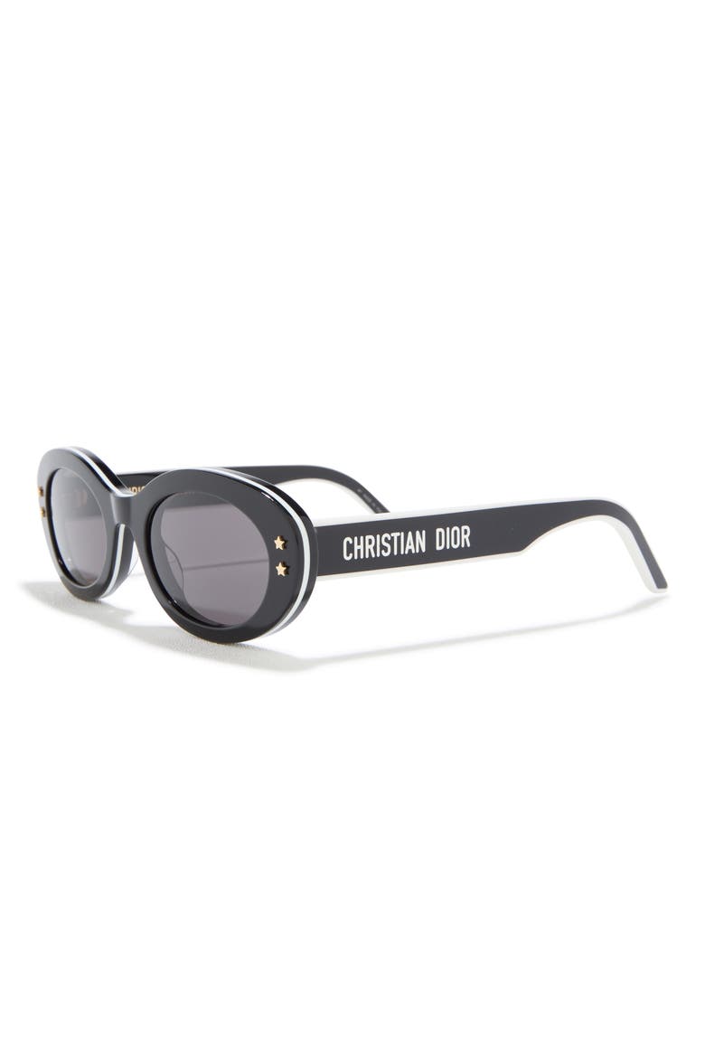'DiorPacific B4I 51mm Oval Sunglasses, Alternate, color, SHINY BLACK / SMOKE