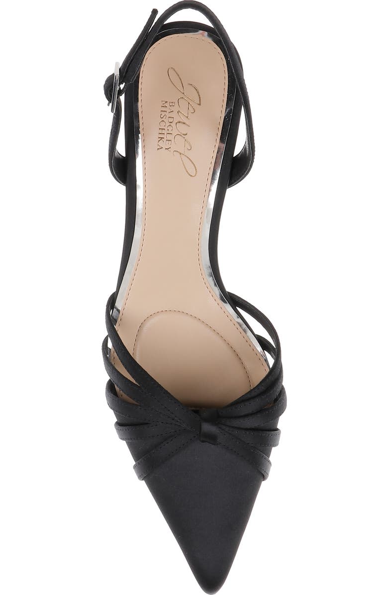 Jewel Badgley Mischka Patricia Slingback Pointed Toe Kitten Heel Pump, Alternate, color, Black Satin