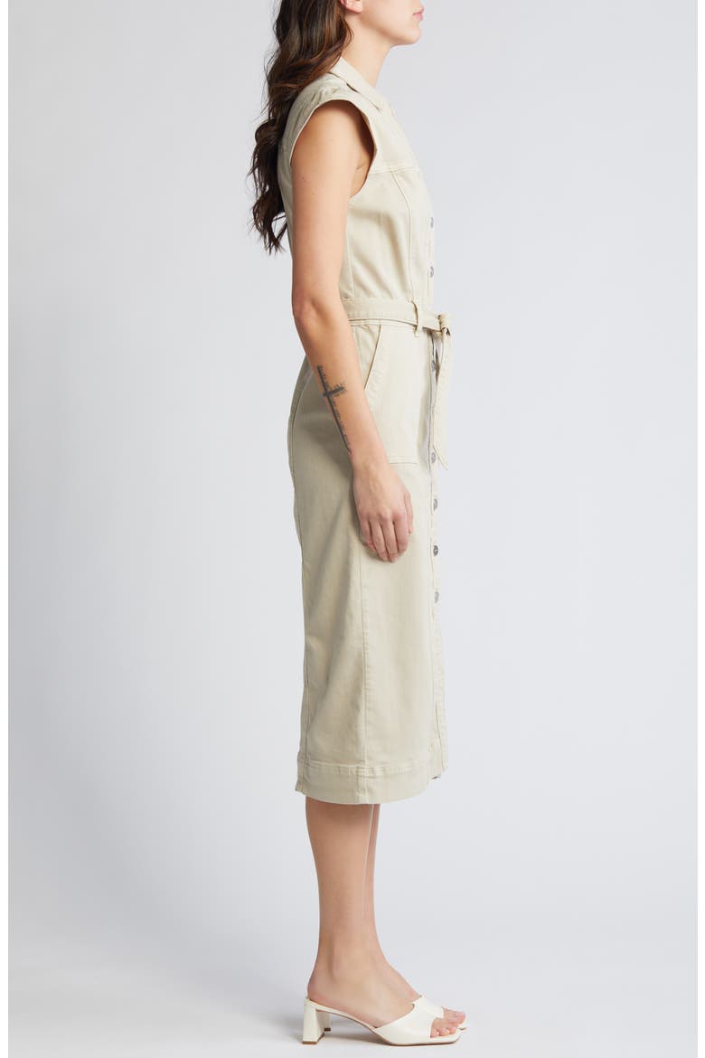 Jaxsyn Cap Sleeve Denim Midi Shirtdress, Alternate, color, VINTAGE WARM SAND