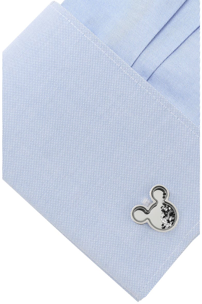 x Disney Mickey Silhouette Floating Crystals Cuff Links, Alternate, color, BLACK