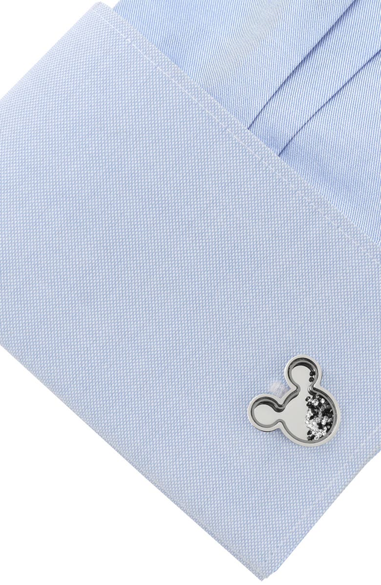 Cufflinks, Inc. x Disney Mickey Silhouette Floating Crystals Cuff Links, Alternate, color, Black