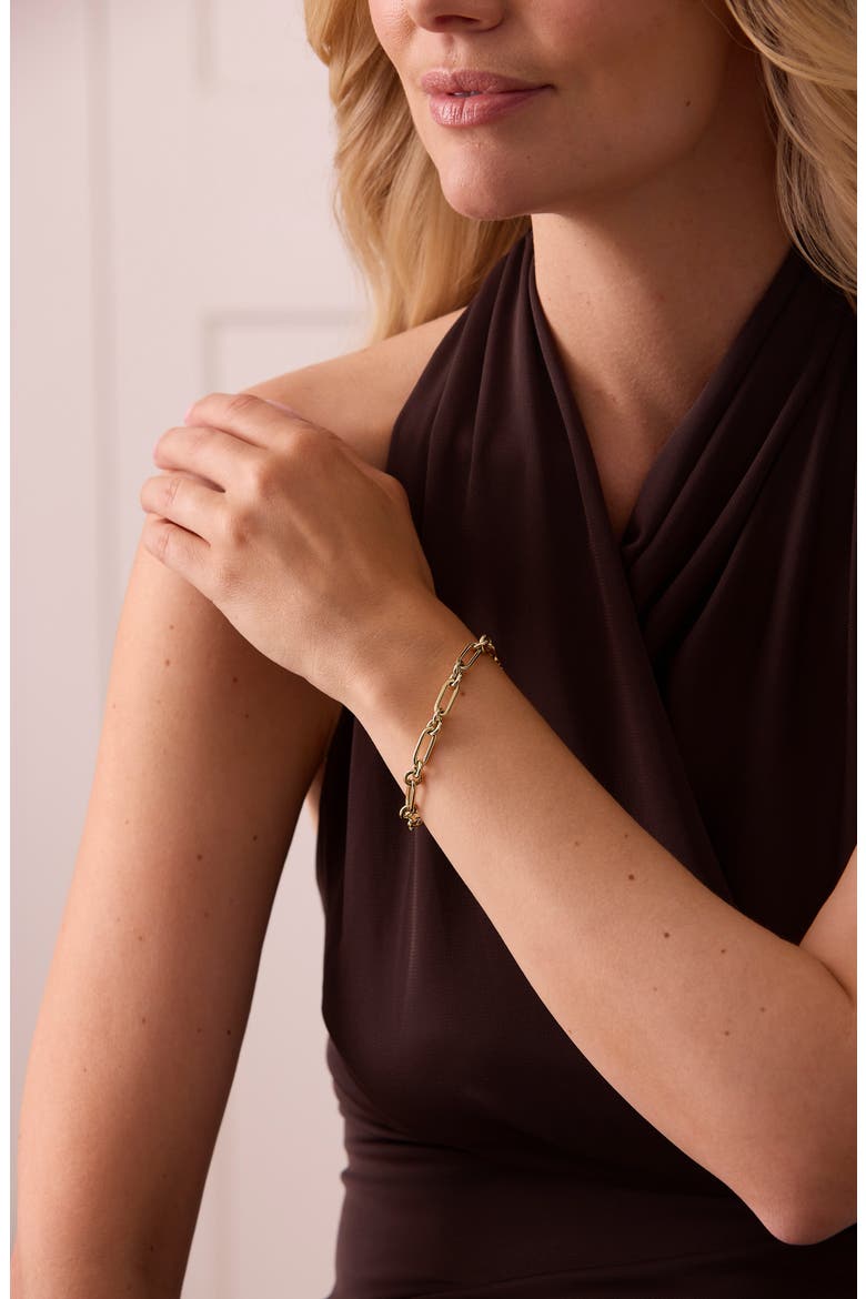 18k Gold Round & Paperclip Link Bracelet, Alternate, color, YELLOW
