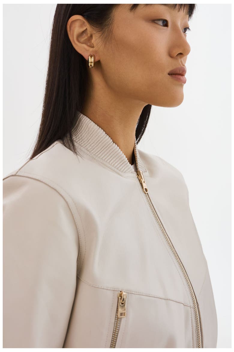 Kordella | Reversible Leather Bomber Jacket, Alternate, color, Bone