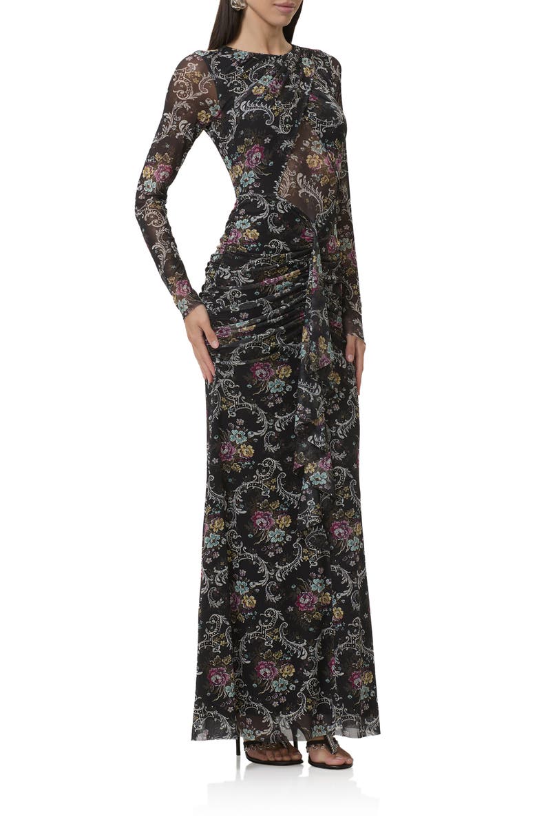 AFRM Daysa Shirred Long Sleeve Maxi Dress, Alternate, color, Ornate Floral