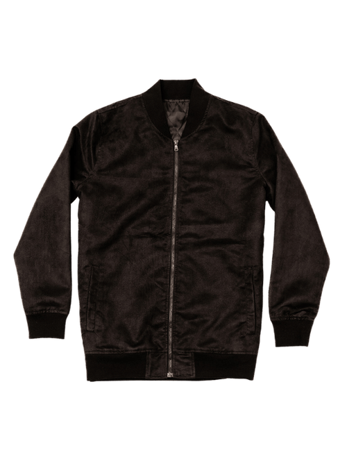Dapper Boi Black Microfiber Suede Bomber Jacket In Black
