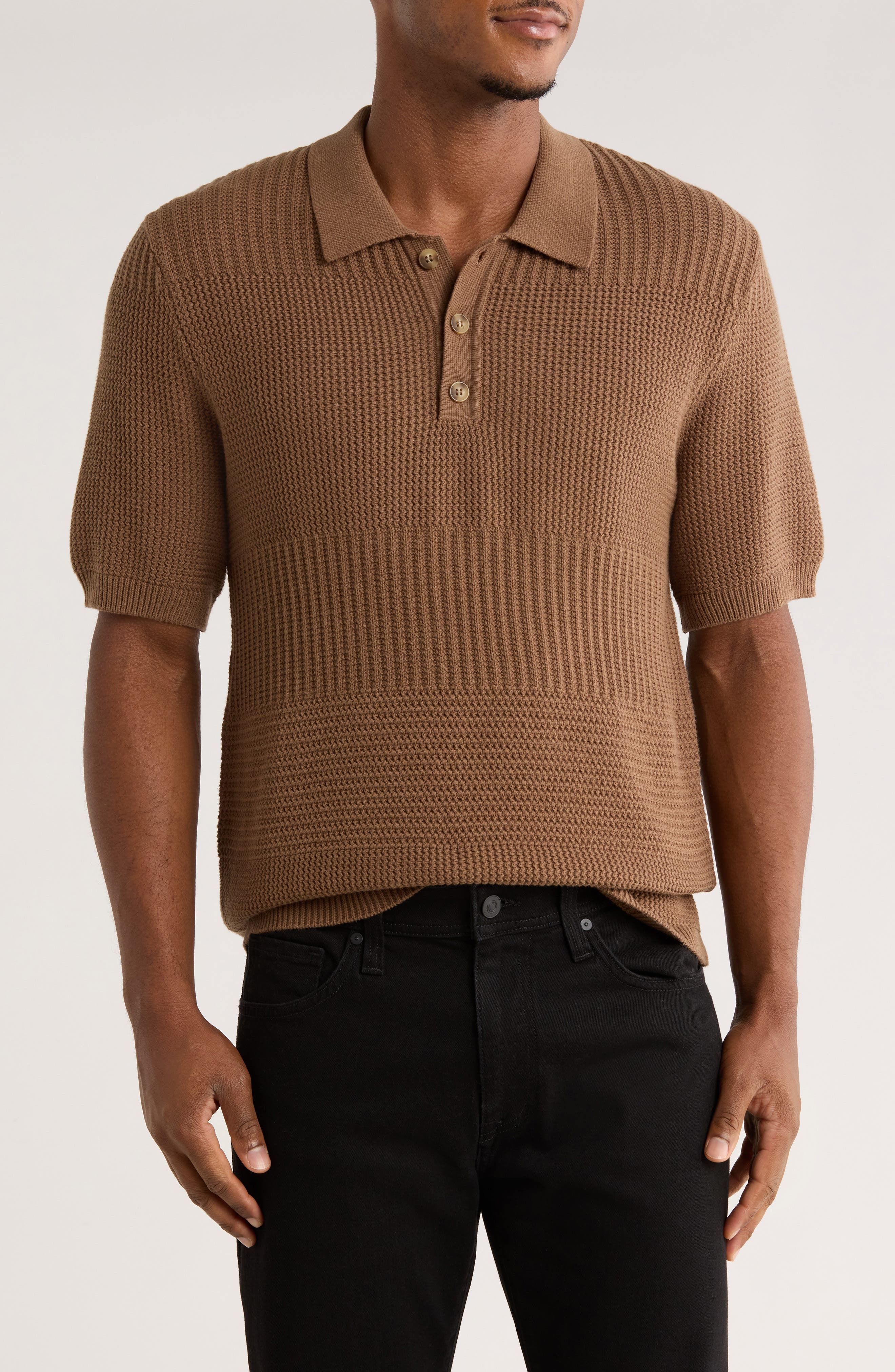 TRUTH Mixed Stitch Cotton Sweater Polo