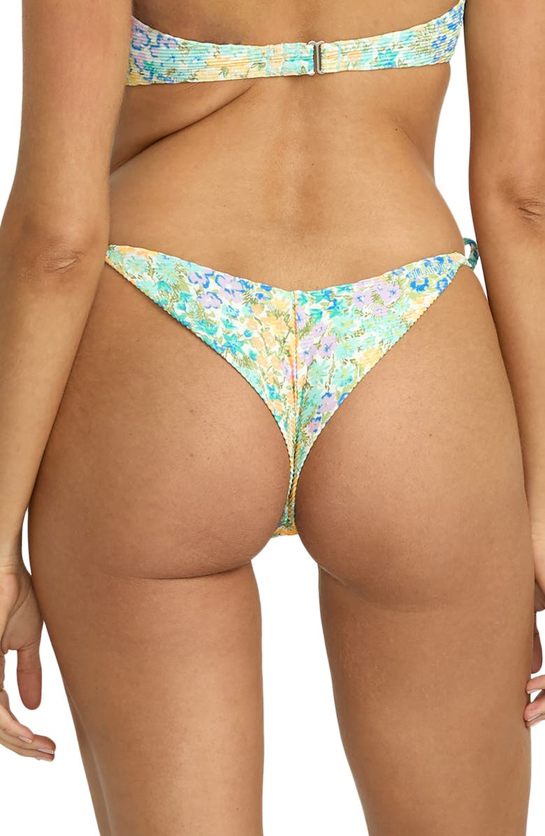 Billabong Morning Swell Tanga Side Tie Bikini Bottoms, Alternate, color, Turquoise Multi